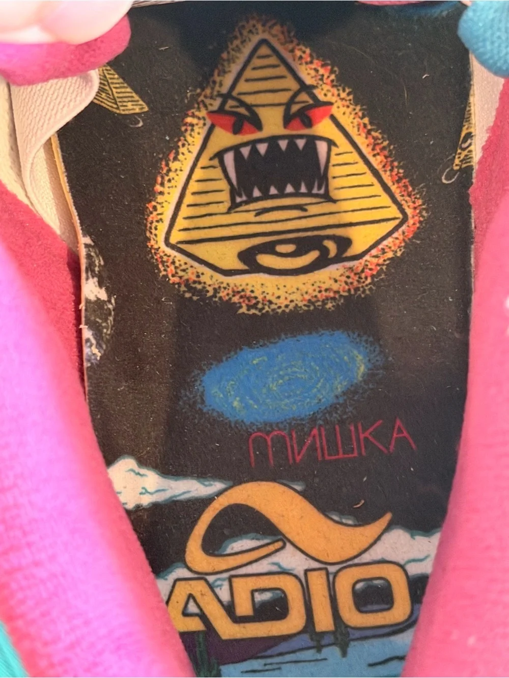 2009 never released Adio x Mishka Teal and Pink High-Top Suede Sneakers